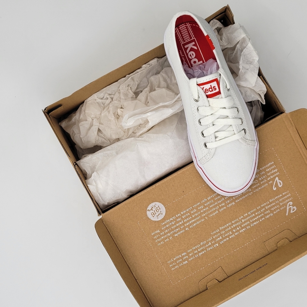 New Keds Kids Double Up Sneakers Canvas White Sz 13.5